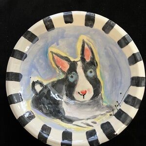 Handmade Deep Bowl” Bunny”“ 8x4” Original Design Pottery